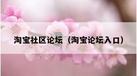淘宝社区论坛（淘宝论坛入口）