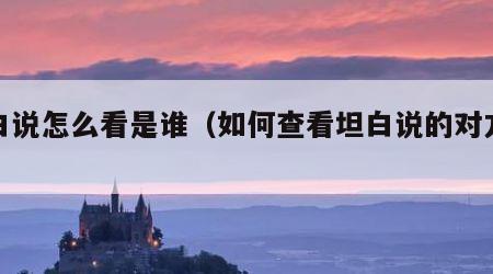 坦白说怎么看是谁（如何查看坦白说的对方是谁）