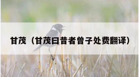 甘茂（甘茂曰昔者曾子处费翻译）