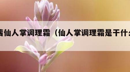 凡茜仙人掌调理霜（仙人掌调理霜是干什么用的）
