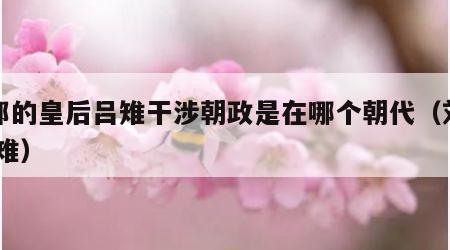 刘邦的皇后吕雉干涉朝政是在哪个朝代（刘邦 吕雉）