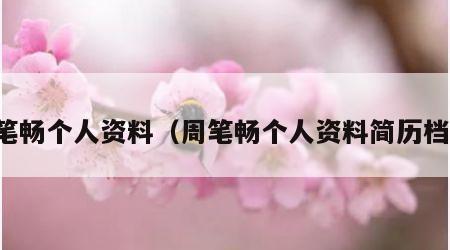 周笔畅个人资料（周笔畅个人资料简历档案）