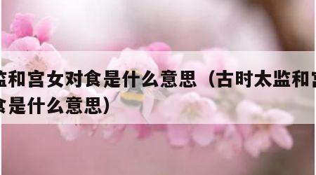 太监和宫女对食是什么意思（古时太监和宫女对食是什么意思）