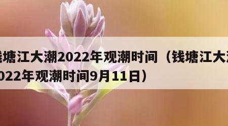 钱塘江大潮2022年观潮时间（钱塘江大潮2022年观潮时间9月11日）