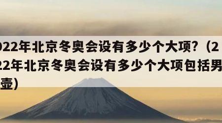 2022年北京冬奥会设有多少个大项?（2022年北京冬奥会设有多少个大项包括男子冰壶）