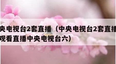 中央电视台2套直播（中央电视台2套直播在线观看直播中央电视台六）