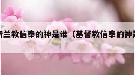 伊斯兰教信奉的神是谁（基督教信奉的神是谁）