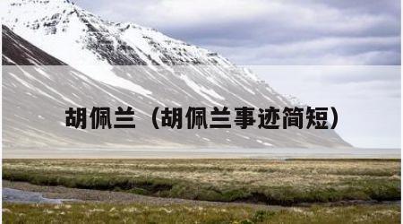 胡佩兰（胡佩兰事迹简短）