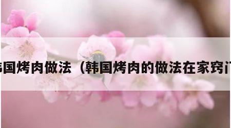 韩国烤肉做法（韩国烤肉的做法在家窍门）