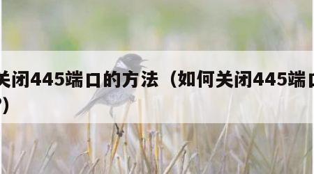 关闭445端口的方法（如何关闭445端口?）