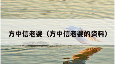 方中信老婆（方中信老婆的资料）