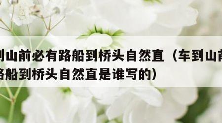 车到山前必有路船到桥头自然直（车到山前必有路船到桥头自然直是谁写的）