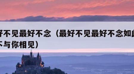 最好不见最好不念（最好不见最好不念如此才可不与你相见）