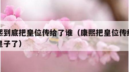 康熙到底把皇位传给了谁（康熙把皇位传给哪个皇子了）