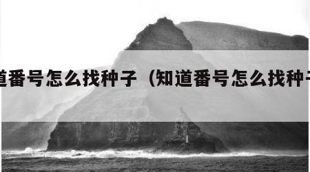 知道番号怎么找种子（知道番号怎么找种子号）