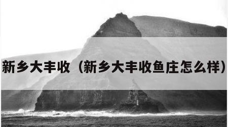 新乡大丰收（新乡大丰收鱼庄怎么样）