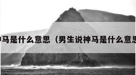 神马是什么意思（男生说神马是什么意思）
