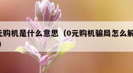 0元购机是什么意思（0元购机骗局怎么解决的）