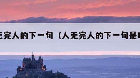 人无完人的下一句（人无完人的下一句是啥意思）