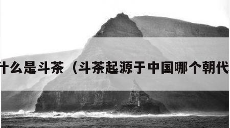 什么是斗茶（斗茶起源于中国哪个朝代）
