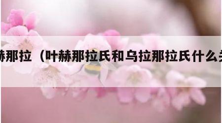 叶赫那拉（叶赫那拉氏和乌拉那拉氏什么关系）