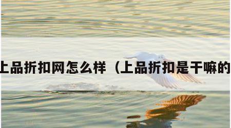 上品折扣网怎么样（上品折扣是干嘛的）