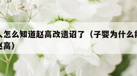 后人怎么知道赵高改遗诏了（子婴为什么能杀掉赵高）