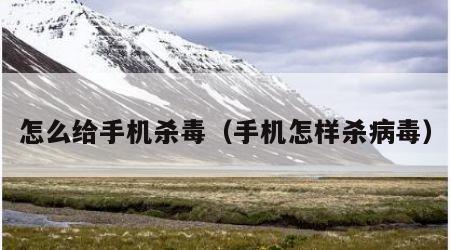 怎么给手机杀毒（手机怎样杀病毒）
