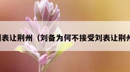 刘表让荆州（刘备为何不接受刘表让荆州）