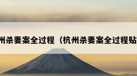 杭州杀妻案全过程（杭州杀妻案全过程贴吧）