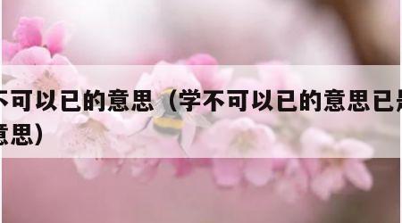 学不可以已的意思（学不可以已的意思已是什么意思）