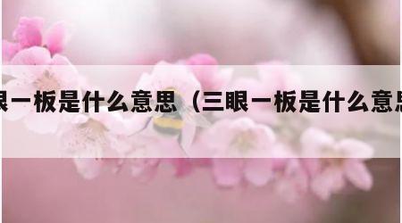 三眼一板是什么意思（三眼一板是什么意思啊?）