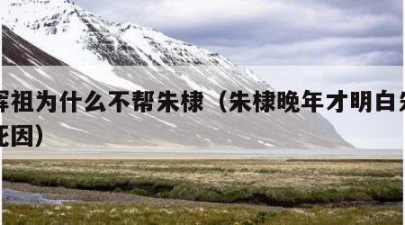 徐辉祖为什么不帮朱棣（朱棣晚年才明白朱元璋死因）