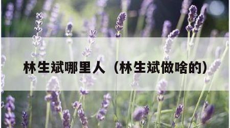 林生斌哪里人（林生斌做啥的）