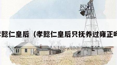 孝懿仁皇后（孝懿仁皇后只抚养过雍正吗）