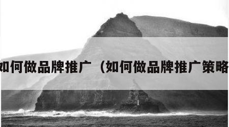 如何做品牌推广（如何做品牌推广策略）