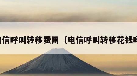 电信呼叫转移费用（电信呼叫转移花钱吗）