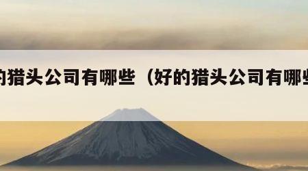 好的猎头公司有哪些（好的猎头公司有哪些优势）