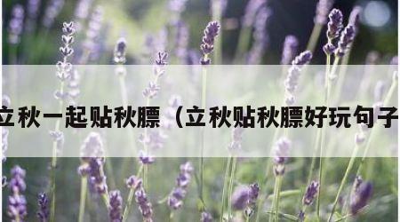 立秋一起贴秋膘（立秋贴秋膘好玩句子）
