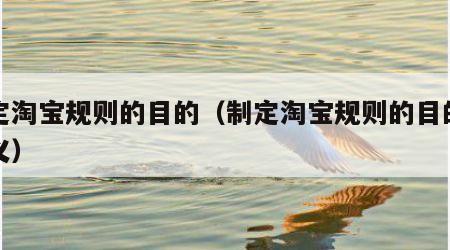 制定淘宝规则的目的（制定淘宝规则的目的和意义）