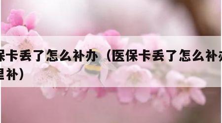 医保卡丢了怎么补办（医保卡丢了怎么补办去哪里补）