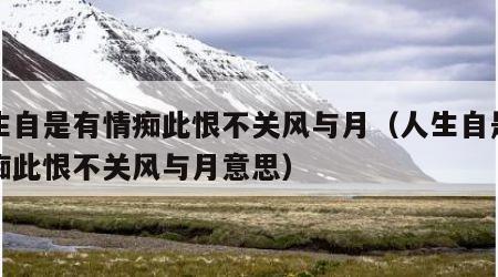 人生自是有情痴此恨不关风与月（人生自是有情痴此恨不关风与月意思）