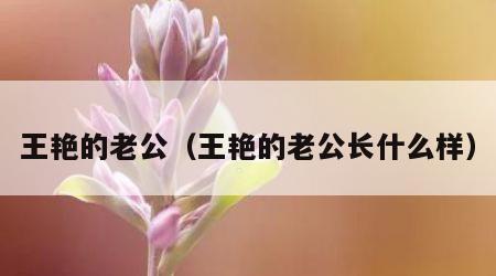 王艳的老公（王艳的老公长什么样）