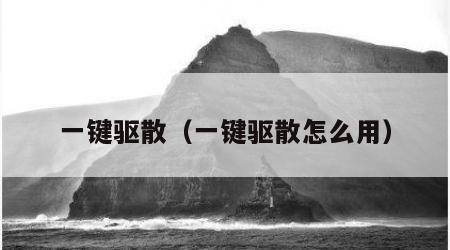 一键驱散（一键驱散怎么用）