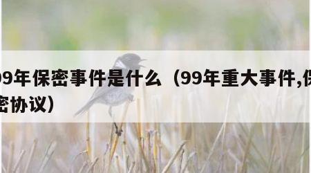 99年保密事件是什么（99年重大事件,保密协议）