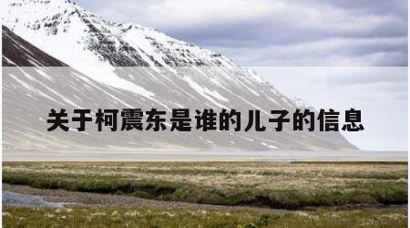 关于柯震东是谁的儿子的信息