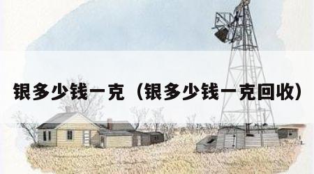 银多少钱一克（银多少钱一克回收）