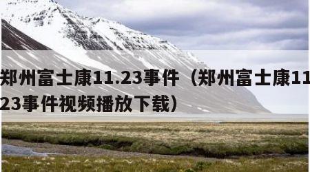 郑州富士康11.23事件（郑州富士康1123事件视频播放下载）
