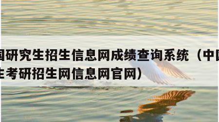 中国研究生招生信息网成绩查询系统（中国研究生考研招生网信息网官网）