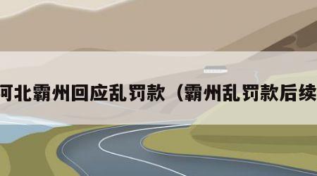 河北霸州回应乱罚款（霸州乱罚款后续）